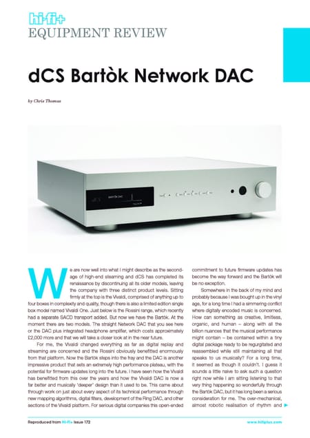 Hi Fi+ reviews the dCS Bartók