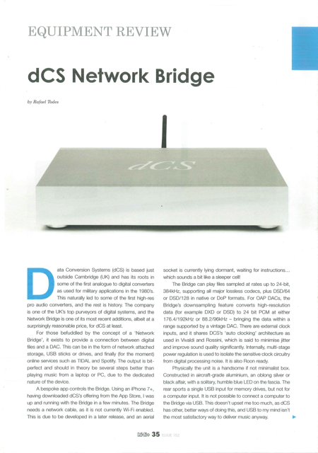 HiFi+ reviews the dCS Network Bridge
